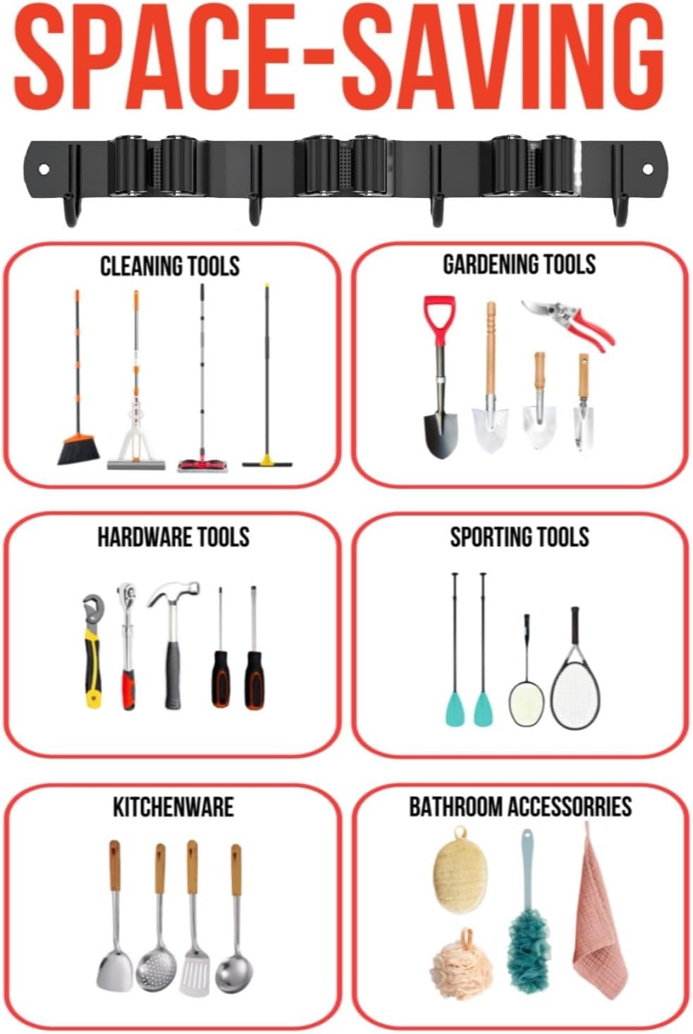 2 Pack Mop and Broom Holder Wall Mount, Upgraded Broom Hanger Wall Mount, Stainless Steel Broom Organizer for Closet Garage Laundry Room Kitchen Wall Decor Black 3R4H