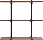 Kate and Laurel Atwood Three-Tiered Adjustable Mango Wood Wall Shelf, Walnut - Image 9