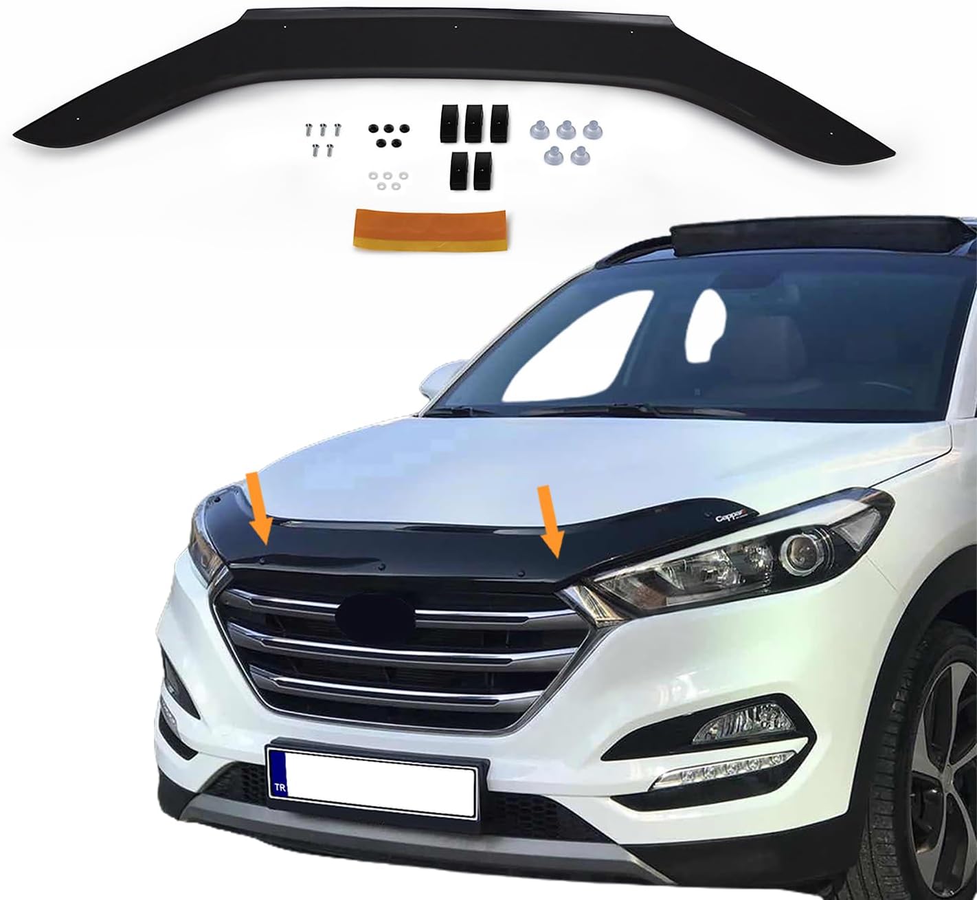 Hood Deflector Guard Fits Hyundai Tucson 2016-2020 | Bug & Bonnet Shields, Protects from Particles & Bug, All Weather - Durable - Easy Assembly Without Drill
