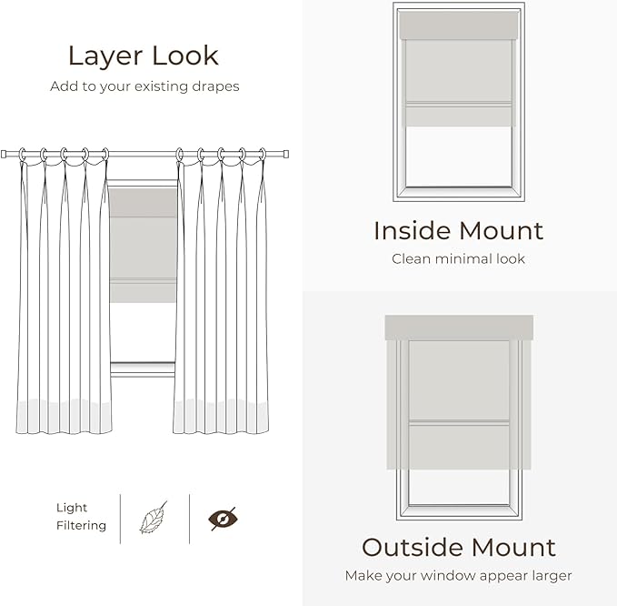 TWOPAGES Natural Woven Motorized Roman Shades, Custom Remote Control Bamboo - Image 8
