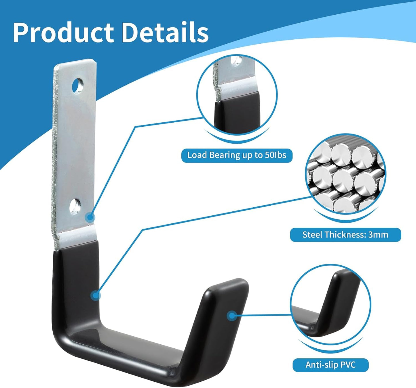 Heavy Duty Steel Garage Hooks,Garage Storage Utility Hooks,Anti-Slip Hanger, Tool Organizer,Steel Wall Mount Organizer, Garden Hose Hanger (Small-4PC)