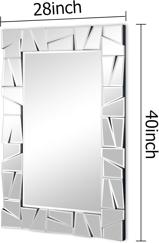 Chende Large Wall Mirrr with 3D Glass Frame, Modern Living Room Mirror - Image 6
