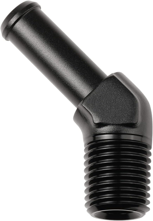 1/4 NPT Male to 3/8" Hose Barb Fitting Adapter 45 Degree Elbow Aluminum Black
