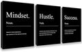 Motivational Wall Decor Black Mindset Canvas Wall Art Hustle Posters Prints by Kuiluuye