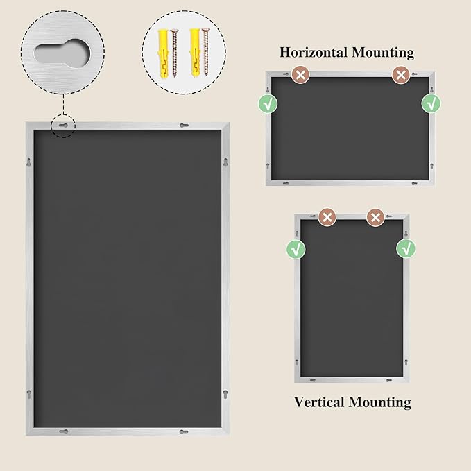Koonmi Silver Rectangle Wall Mirror, 30x55 Inch Bathroom Mirror, Aluminum Frame - Image 8