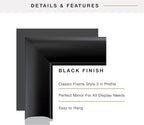 MCS 29.5x41.5 Large Wall Mirror, Classic Black Mirror, Vertical & Horizontal - Image 6