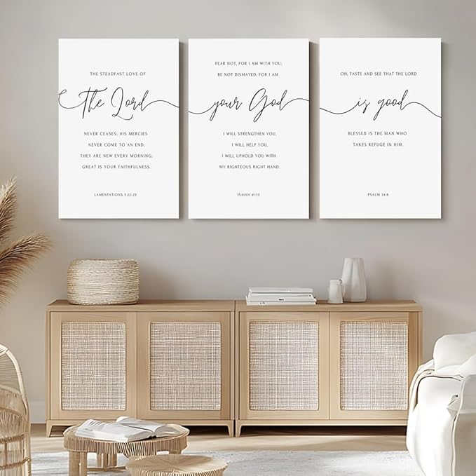 GUBIYU Christian Canvas Wall Art Set of 3, The Lord Your God is Good Wall Art - Image 3