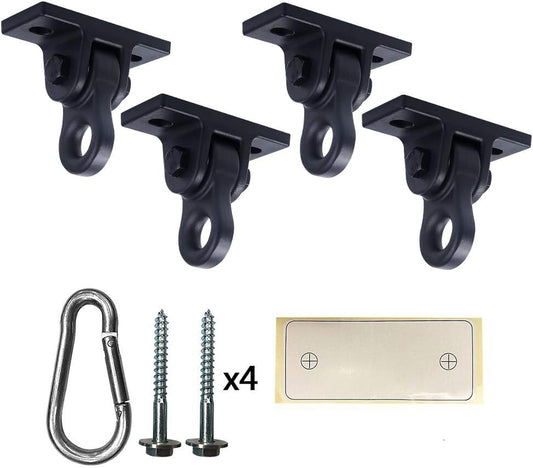 Heavy Duty Black Swing Hangers Screws Bolts Included Over 5000 lb Capacity Playground Porch Yoga Seat Trapeze Wooden Sets Indoor Outdoor (4 Pack)