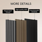 EVERECO 6 Pack Wood Slat Acoustic Wall Panels 92.5" × 7.87", 3D Sound Absorbing - Image 4