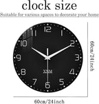 XNM Black Wall Clock Round 24 Inch Battery Operated Silent Wall Clock - Image 5