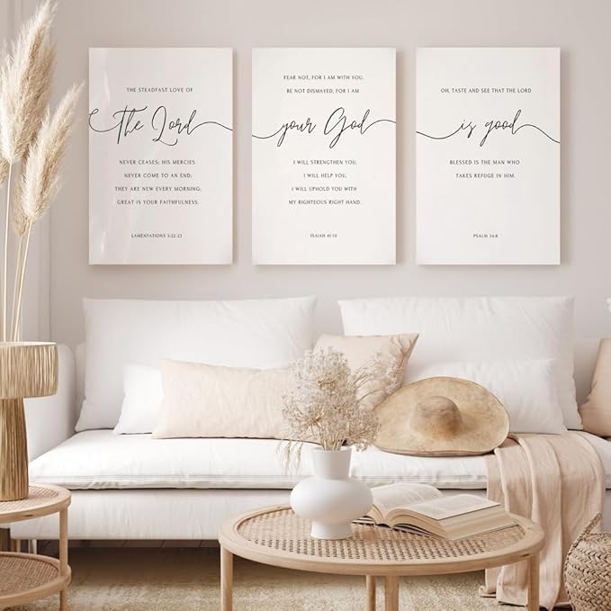 GUBIYU Christian Canvas Wall Art Set of 3, The Lord Your God is Good Wall Art - Image 2