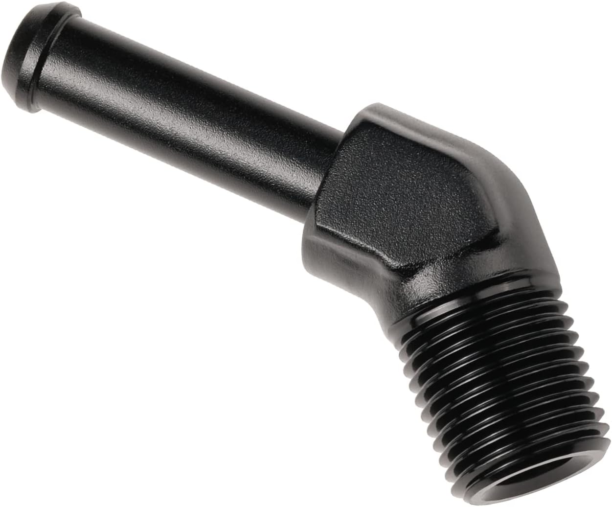 1/8 NPT Male to 1/4" Hose Barb Fitting Adapter 45 Degree Elbow Aluminum Black