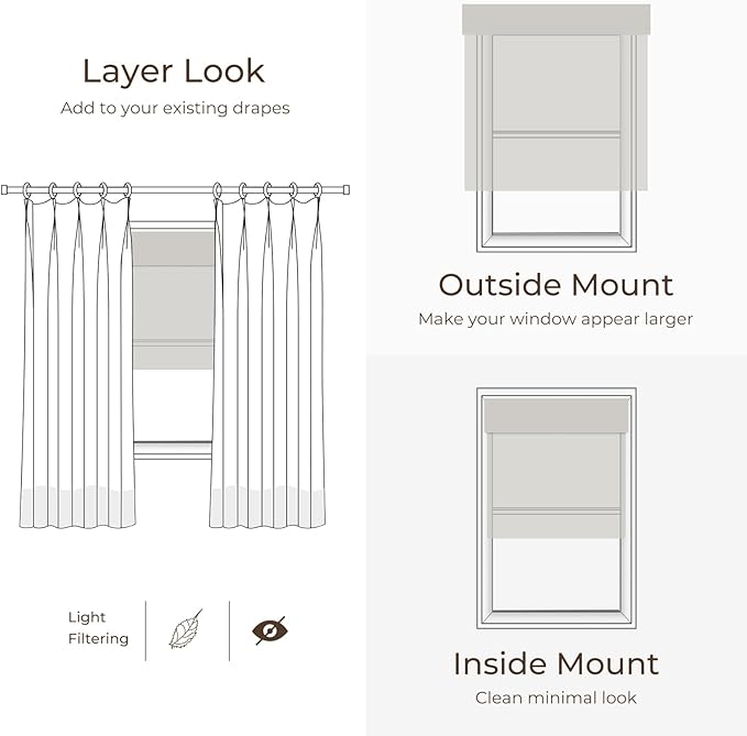 TWOPAGES Woven Bamboo Cordless Roman Shades, Custom No Drill or Motorized Blinds - Image 8