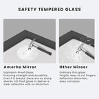 Amorho Black Bathroom Mirror, 36x36 Inch Thick Metal Framed Wall Mirrors - Image 4