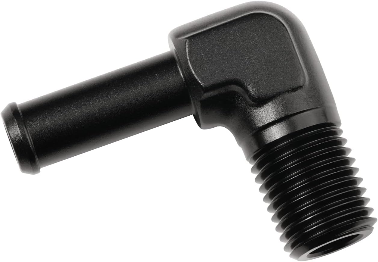 1/4 NPT Male to 3/8" Hose Barb Fitting Adapter 90 Degree Elbow Aluminum Black