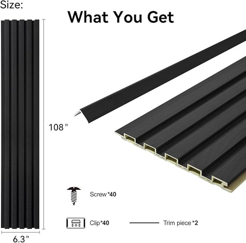 8-Pack WPC Wall Panels 108’’ x 6.3’’ 3D Slat Wall Panel Acoustic Wall Paneling - Image 2