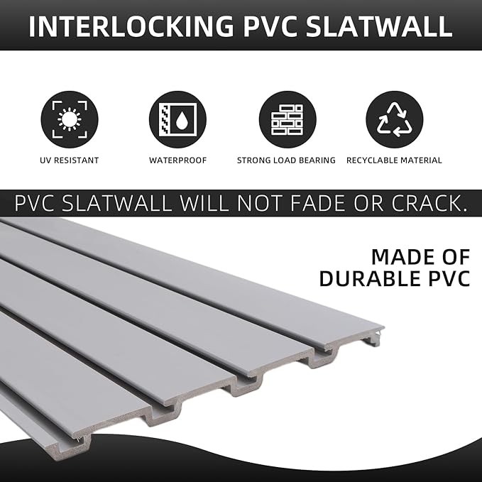 Slatwall Panel Garage Organizer Heavy Duty Wall Mounted, PVC Slat Panels Home - Image 4