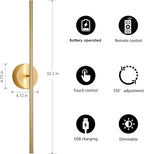 KARTOOSH Battery Operated Wall Sconces, Dimmable Wall Sconces Set of Two - Image 5