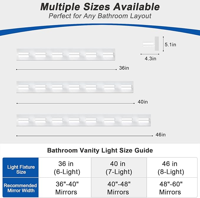 IZORRO LED Modern Bathroom Lights Fixtures, Matte White Acrylic Wall Lighting - Image 3