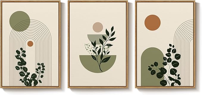 3 Piece Large Framed Abstract Boho Wall Art - Image 7
