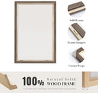 Long Narrow Framed Brown and Beige Neutral Abstract Vertical Wall Art, - Image 6