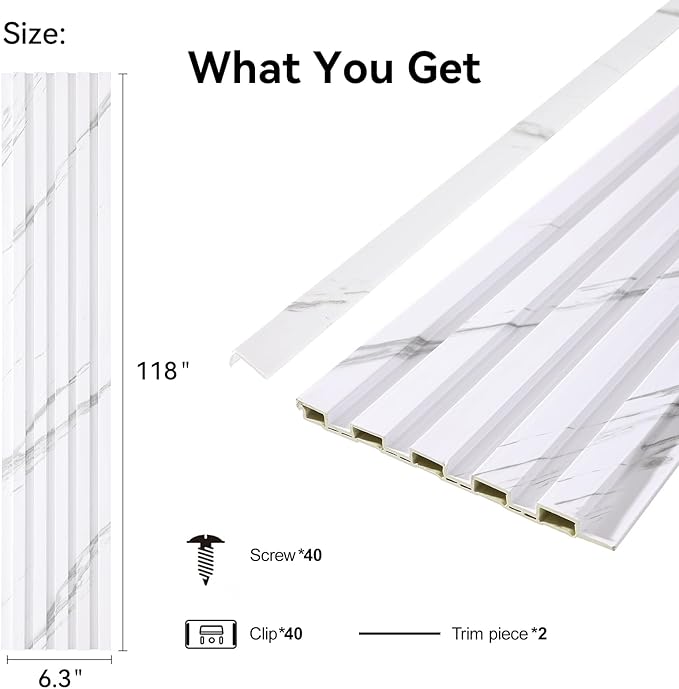 8-Pack WPC Wall Panels 118’’ x 6.3’’ 3D Slat Wall Panel Acoustic Wall Paneling - Image 2