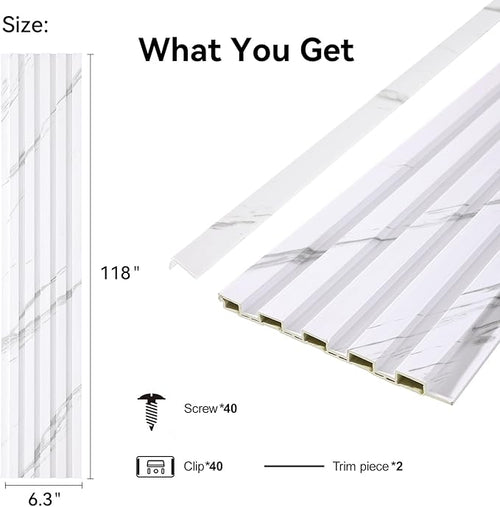 8-Pack WPC Wall Panels 118’’ x 6.3’’ 3D Slat Wall Panel Acoustic Wall Paneling - Image 2