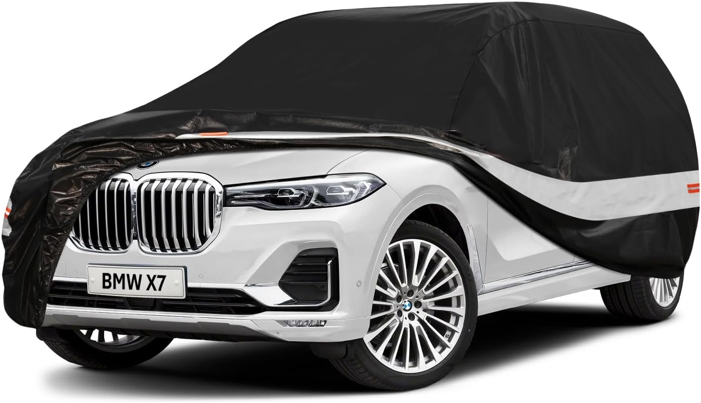 10 Layers SUV Car Cover Custom Fit for BMW X7 (2018-2024) Waterproof All Weather for Automobiles, Outdoor Full Cover Sun UV Rain Protection with Cotton.Black
