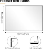 KOCUUY 60x40 Inch Large Black Wall Mounted Mirror, Aluminum Framed Decorative - Image 6