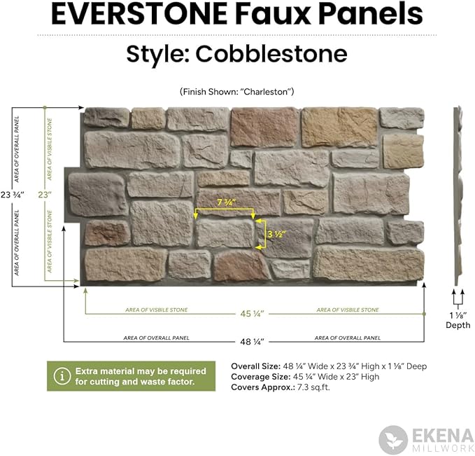 EverStone Cobblestone Faux Stone Panel, Lunar Color - Image 2