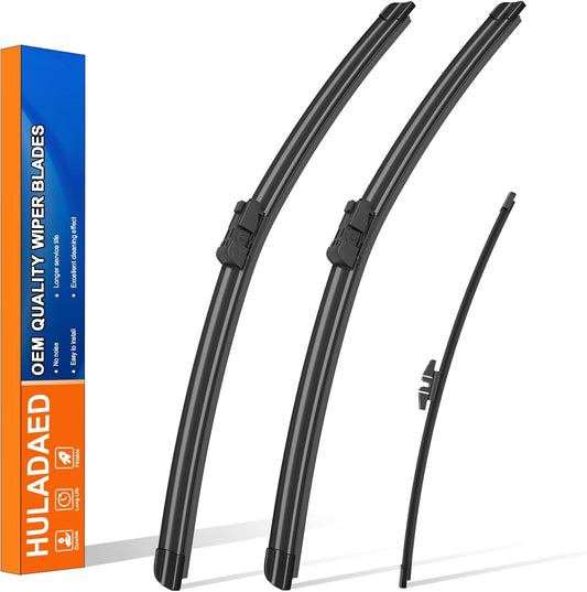 HULADAED® 26''+20''+13'' Windshield Wipers Replacement for BMW X3 2017 2016 2015 2014 2013 2012 2011,Silicone Front Rear Wiper blades for MY Car-All Weather & Quiet(3 PACK)