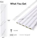 8-Pack WPC Wall Panels 108’’ x 6.3’’ 3D Slat Wall Panel Acoustic Wall Paneling - Image 2