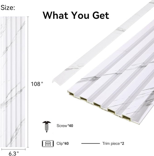8-Pack WPC Wall Panels 108’’ x 6.3’’ 3D Slat Wall Panel Acoustic Wall Paneling - Image 2