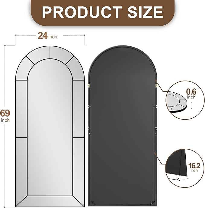 Wall Mirror, Full Length Floor, Window Pane - Image 5