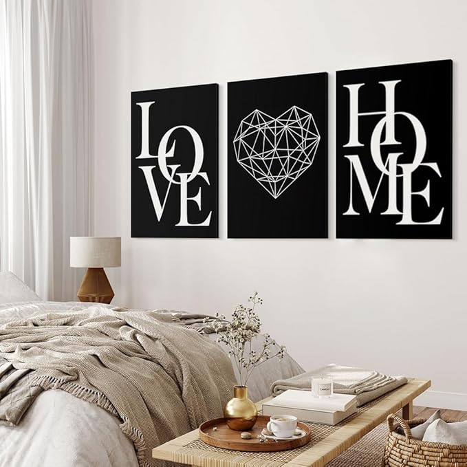 GUBIYU Love Home Wall Decor Black and White Farmhouse Modern Art - Image 3