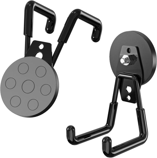 2-Pack Large Heavy-Duty Magnetic Garage Hooks - Strong Magnetic Tool and Utility Hooks with Anti-Scratch Rubber Coating - Ideal for Garage, Workshop, Tool Cart, and Outdoor Storage