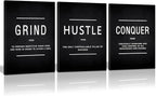 KAWAHONE Inspiration Canvas Wall Art Large, Grind Hustle Conquer Quotes Poster by KAWAHONE