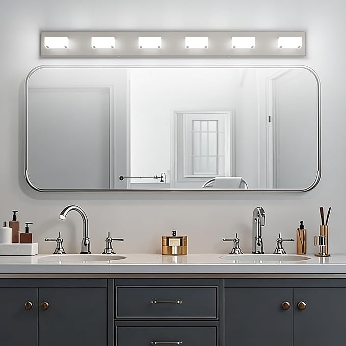 Ralbay Brushed Nickel Bathroom Vanity Lights 48inch Metal Acrylic LED Modern - Image 3