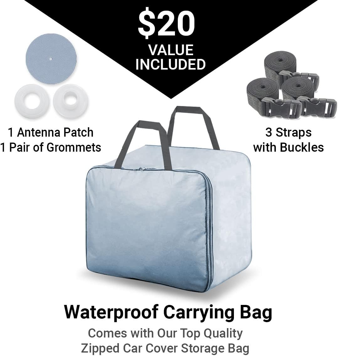 iCarCover Premium Car Cover for 1971-1976 Pontiac Catalina Heavy Duty Waterproof All-Weather Automobiles Custom Fit Indoor Outdoor UV Snow Protection Covers with Straps and Bag