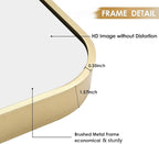 30x36 Inch Gold Bathroom Mirror, Brushed Gold Metal Framed Rectangular Mirror - Image 4