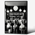 Vintage Black and White Black Framed Wall Art Trendy Women Drink Cocktail by FuSatisYilife
