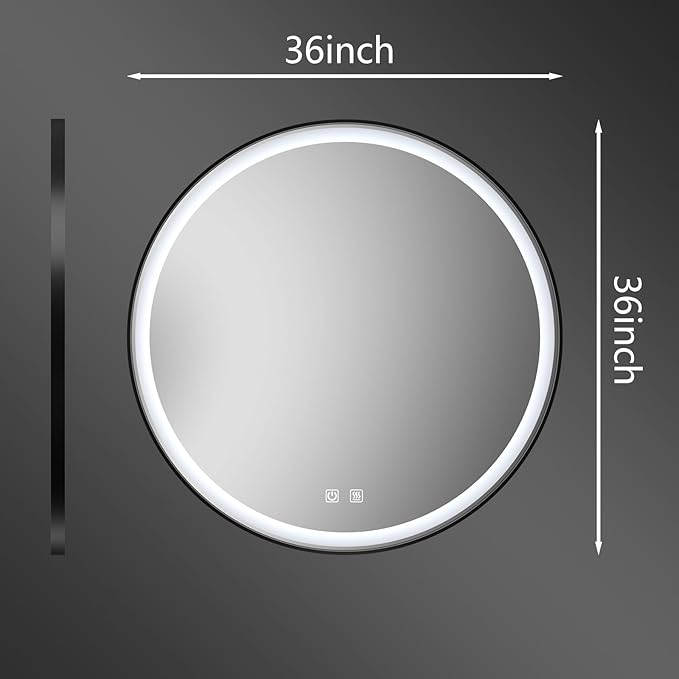 Itrue 36 Inch LED Bathroom Round Mirror, Adjustable Color Temp & Brightness - Image 5
