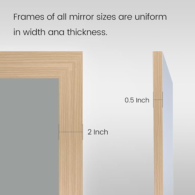 Amorho Bathroom Mirror for Wall, 48X32 Inch Oak Wood Grain Metal Framed Mirror - Image 6