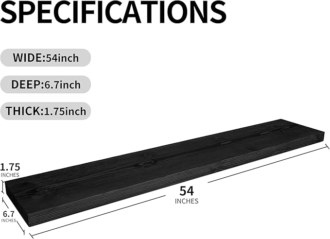 BGMG Wood Floating Shelves for Wall 54 inch Set of 2, Solid Wood Wall Mount - Image 3