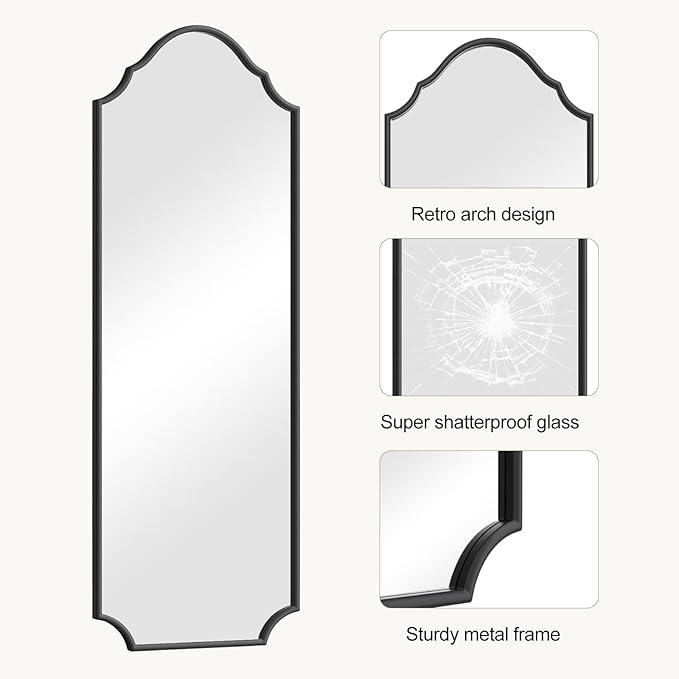 WallBeyond Arched Full Length Mirror Wall Mounted, Living Room, Hanging or - Image 5