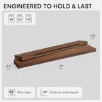 Homeforia Classic Walnut 48 inch Floating Shelf, High End Solid Real Wood Small - Image 2