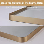 LOAAO 40"X32" Gold Bathroom Mirror, Rounded Rectangle Gold Frame Mirror - Image 3