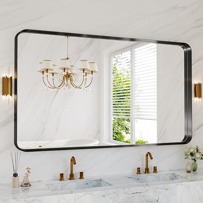 60x36 Inch Bathroom Mirror for Wall, Matte Black Metal Framed Bathroom Vanity - Image 8