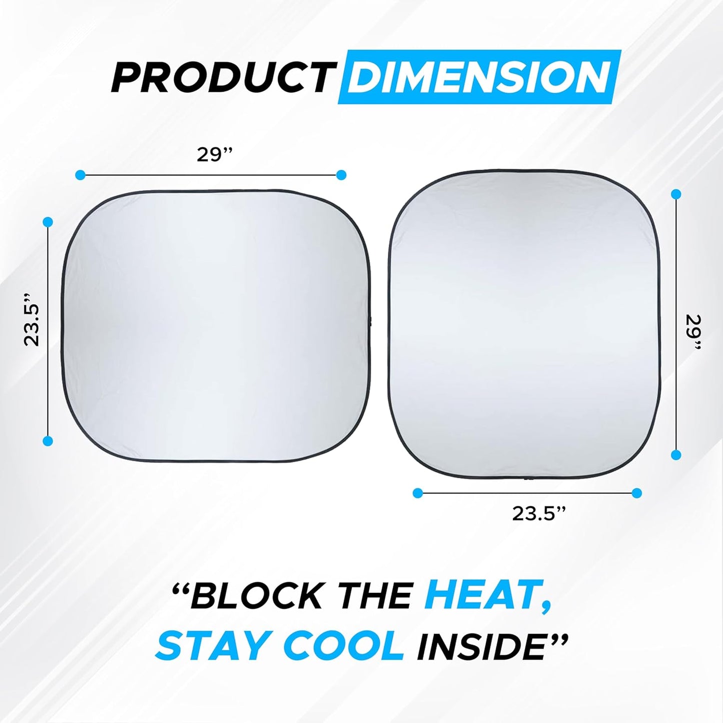 2 Piece Car Windshield Sun Shade Foldable | Durable Polyester Windshield Sunshade Blocks Sun, Heat, and UV Rays | Sunshade for Car Ensuring Interior Protection | Small (29"x23.5")