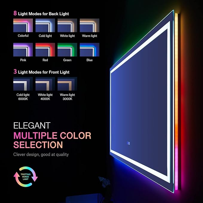 LOAAO 60”X36“ RGB LED Bathroom Mirror - Image 4